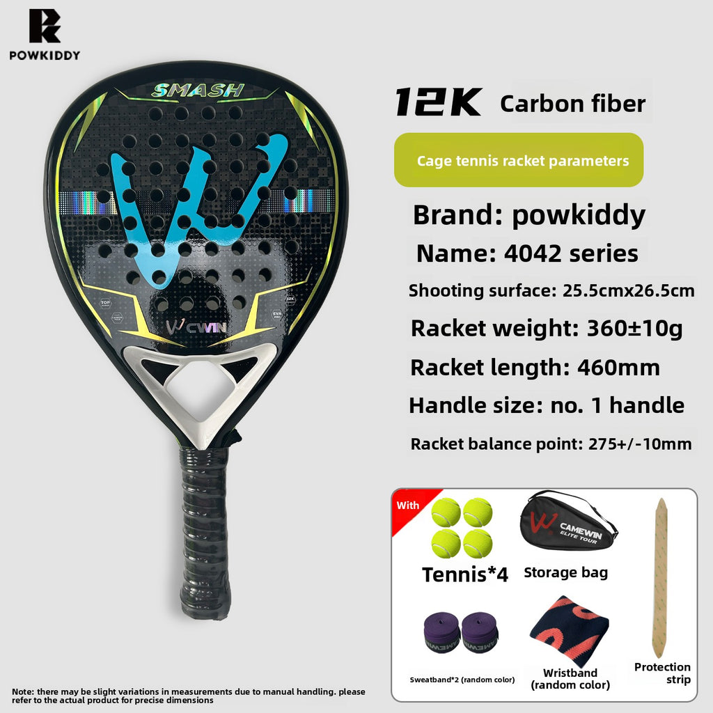 Padel Racket 12K Carbon Fiber Material Adult Professional Cage-Type Student Entry-Level Competition Beach Racket