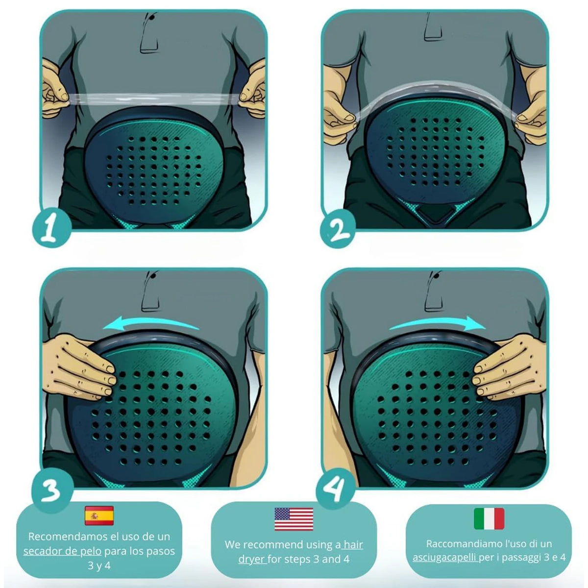 AMA SPORT Padel Racket Protection Tape Pack of  Edge Protector Durable & Easy to Replace Transparent Padel Protector