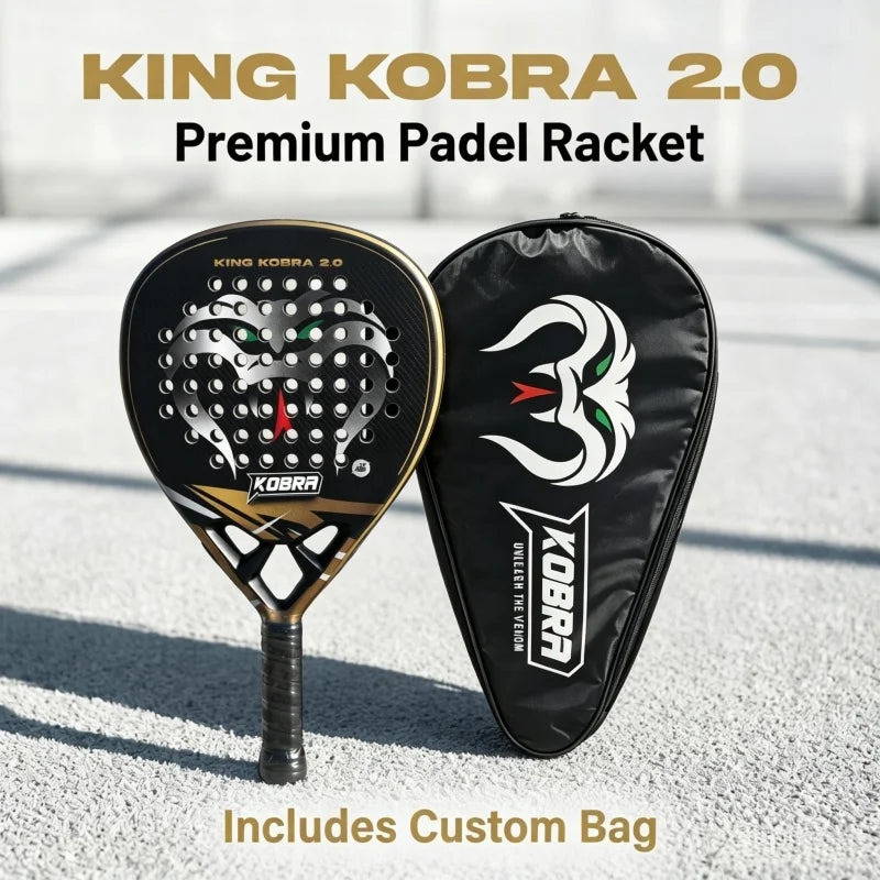 KING KOBRA 2.0 18K Carbon Fiber Padel Racket 3D Textured Anti-Slip Surface Paddle Tennis Racket Shock Resistant