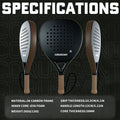 Versatile Carbon fiber material 3K padel racket medium balanced frame, full solid core high durability anti-break structure for