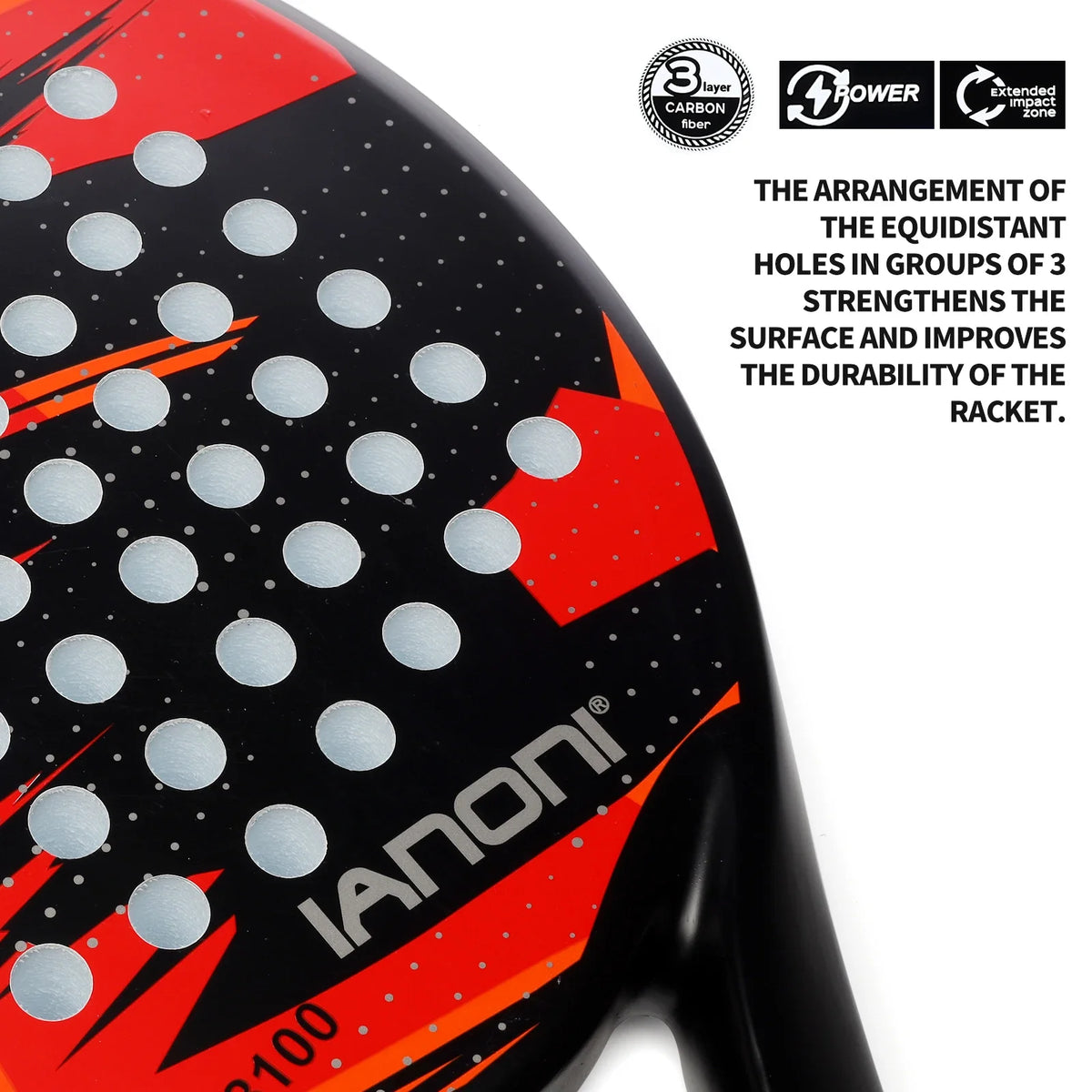 IANONI Padel Racket, Carbon Fiber Surface with EVA Memory, Padel Tennis Rackets with Flexible Foam Core, Lightweight