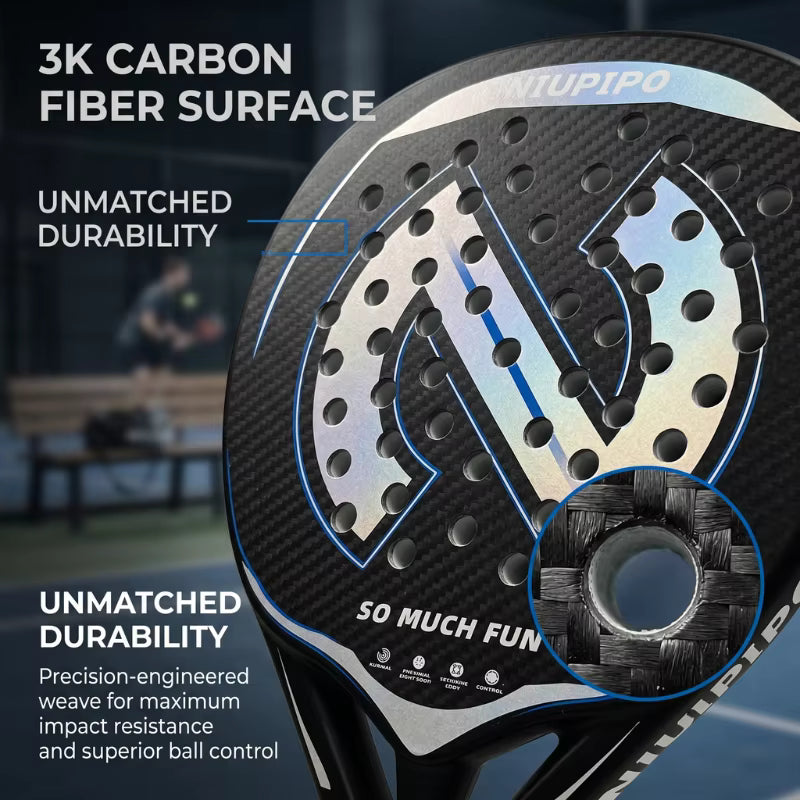 Professional Carbon Fiber Padel Racket 3K Carbon Surface Paddle Racquet For Beginners Intermediate Players Training