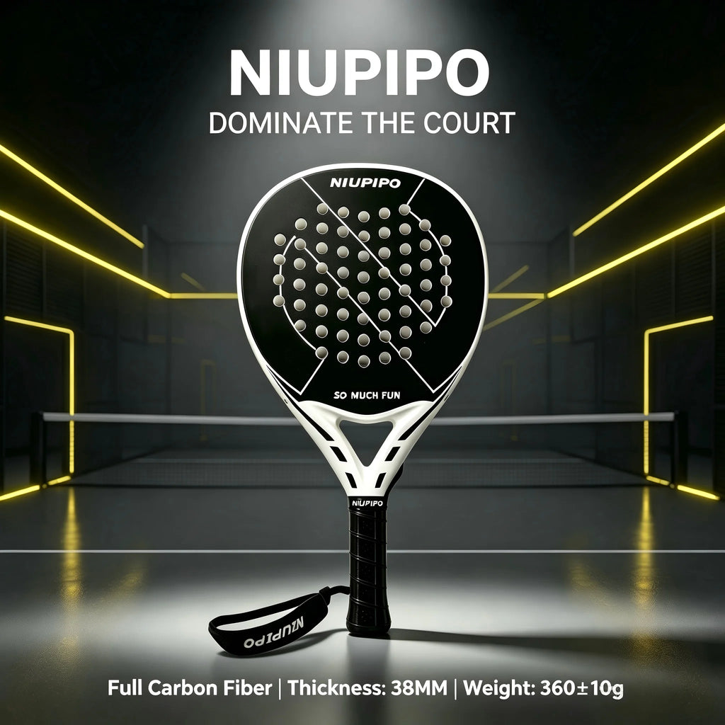 New Arrival NIUPIPO Black White Padel Tennis Racket Shock Absorbing Anti-vibration Paddle Racket Durable Frame for Outdoor Court