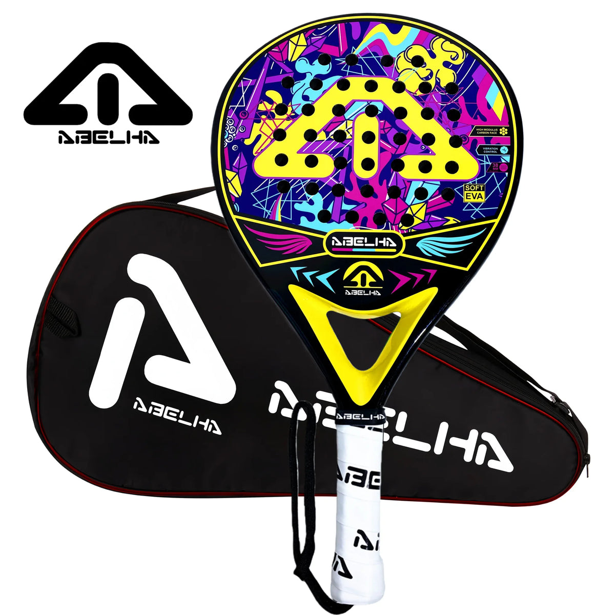ABELHA 2026 Padel Racket Carbon Fiber Surface with EVA Memory Flex Foam Core Padel Tennis Racquets Lightweight
