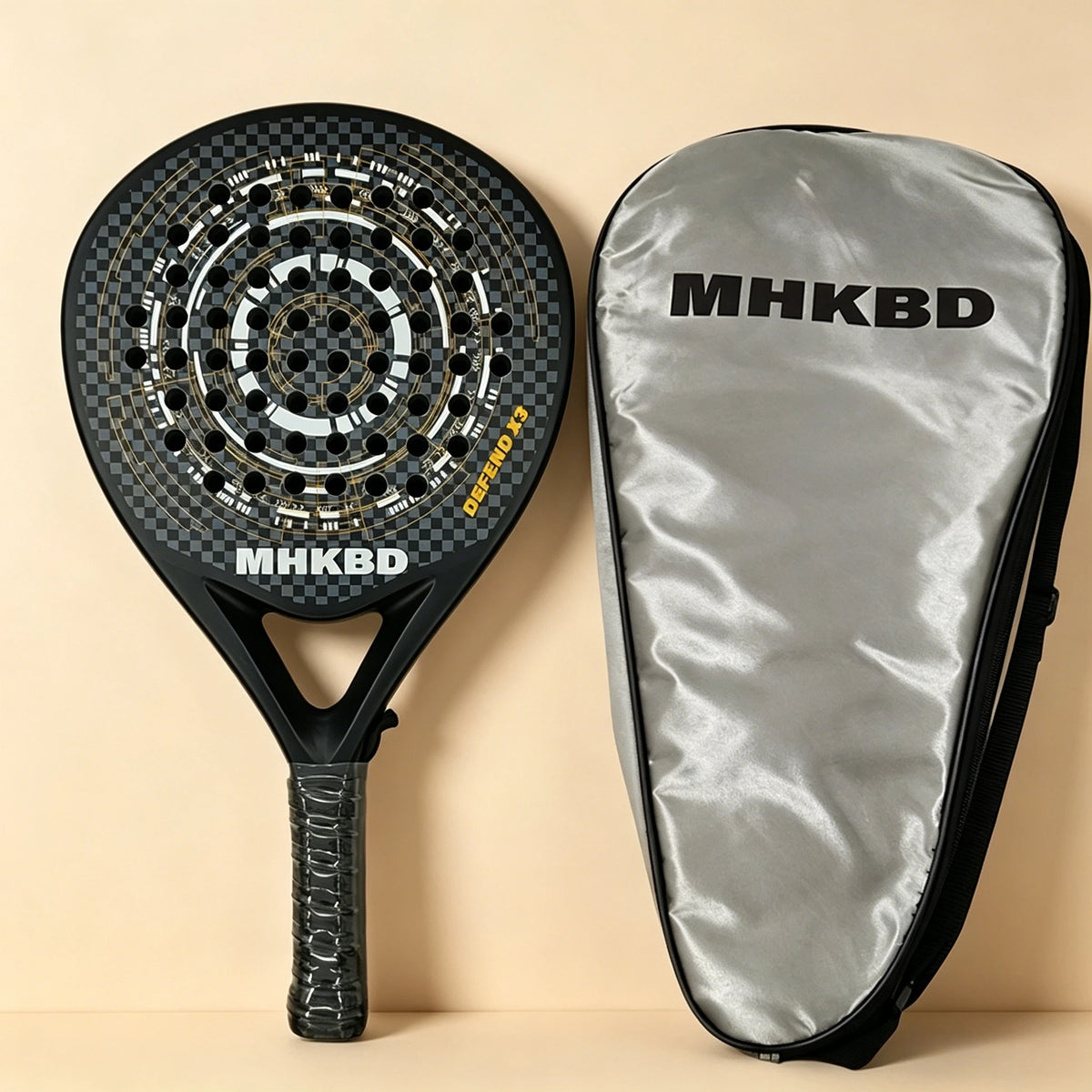 MHKBD Carbon Fiber Padel Racket Shock Absorption Arm Friendly High Performance with Carry Bag 2026