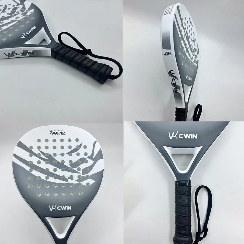 2026 Cwin Padel Racket Carbon Fiber Lightweight EVA Foam Soft Face Comfort Grip Shock Absorption Enhanced Sweet Spot with Bag