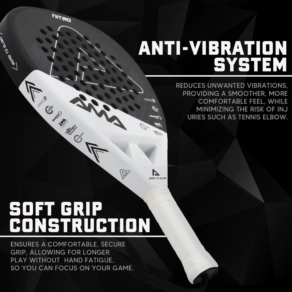 AMA SPORT Custom Logo Palas De Padel High Quality 3K/12K/18K Carbon Fiber Lightweight EVA Core Padel Rackets