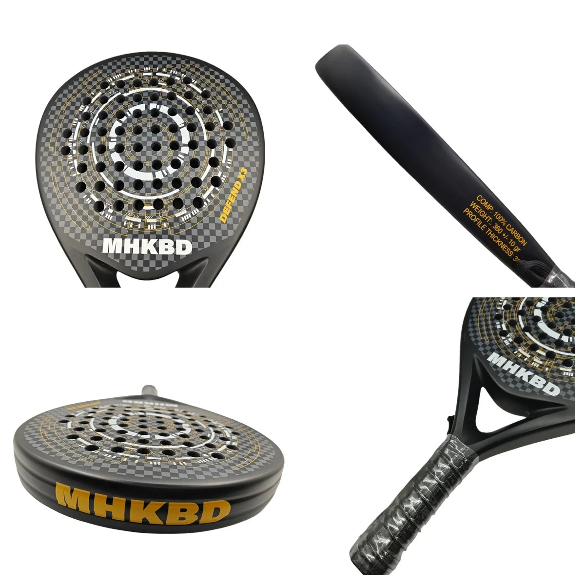 MHKBD Carbon Fiber Padel Racket Shock Absorption Arm Friendly High Performance with Carry Bag 2026