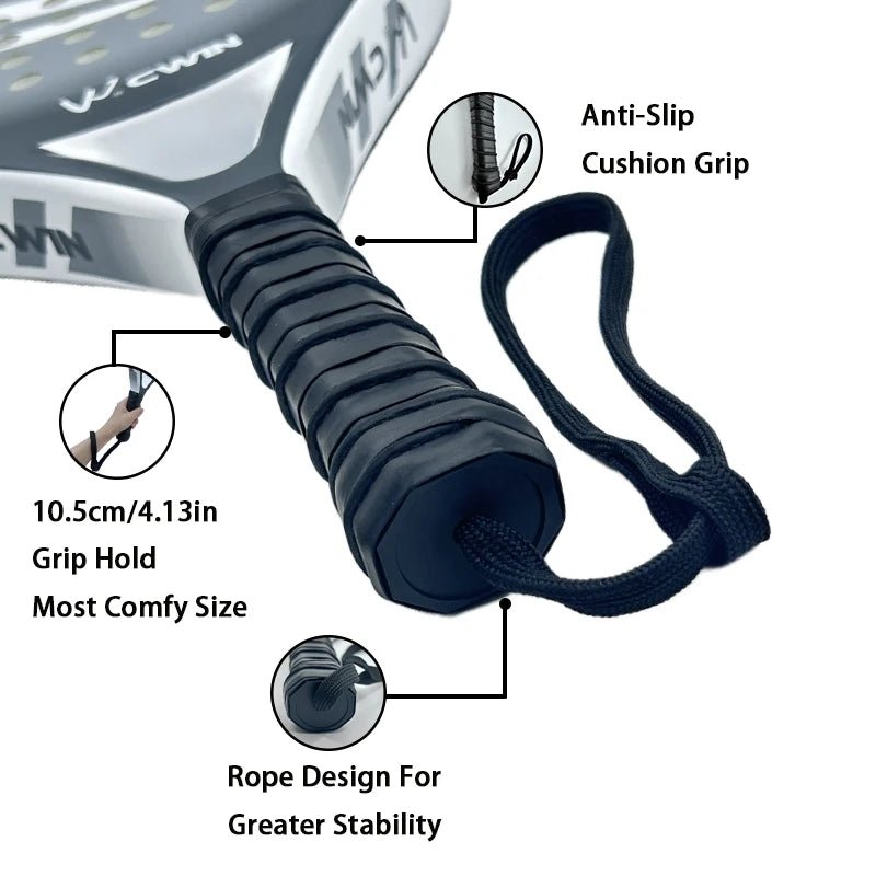2026 Cwin Padel Racket Carbon Fiber Lightweight EVA Foam Soft Face Comfort Grip Shock Absorption Enhanced Sweet Spot with Bag